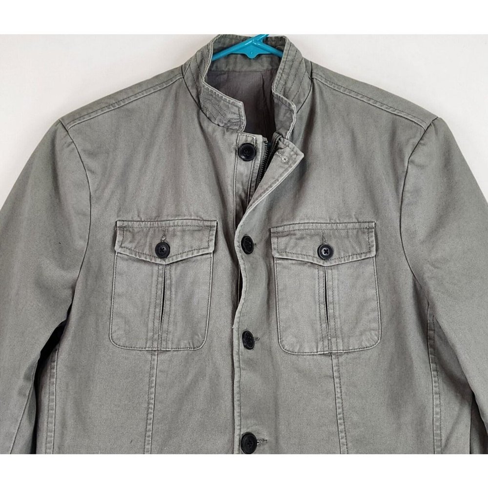 Kenneth Cole Jacket Womens Green Distressed Cargo Y2K Casualcore Button Up - Picture 9 of 14